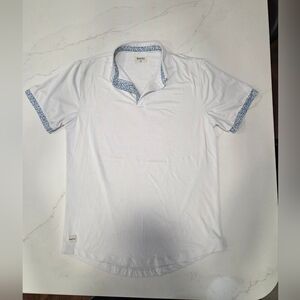 Men's White Polo with Blue Trim